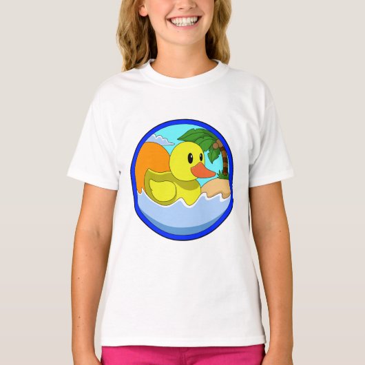 Ente am Strand mit Palmen.PNG T-Shirt (Vorderseite)