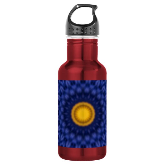 Ente auf Blau Kaleidosskop Edelstahlflasche (Vorderseite)