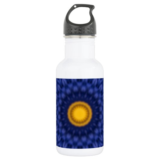 Ente auf Blau Kaleidosskop Edelstahlflasche (Vorderseite)