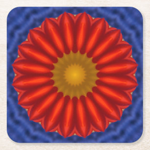 Ente auf Blau mit Rot Kaleidoskop Rechteckiger Pappuntersetzer