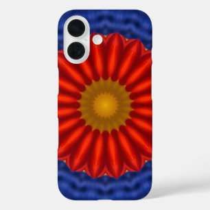 Ente auf blau mit rotem Kaleidoskop iPhone 16 Hülle