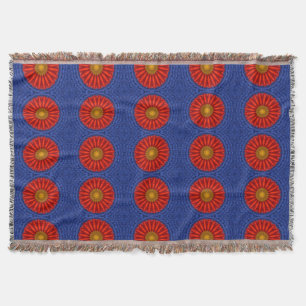 Ente auf Blau mit rotem Kaleidoskop Decke