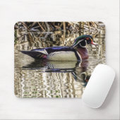 Ente aus männlichem Holz im Teich schwimmen Mousepad (Mit Mouse)