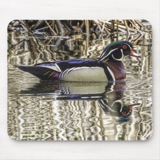 Ente aus männlichem Holz im Teich schwimmen Mousepad (Vorne)