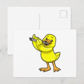 Ente bei der Musik mit Flöte Postkarte (Vorne/Hinten)