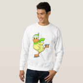 Ente bei Ice-Skaten mit Eis-Skaten Sweatshirt (Vorne ganz)