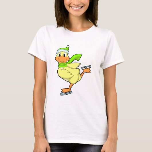 Ente bei Ice-Skaten mit Eis-Skaten T-Shirt (Vorderseite)