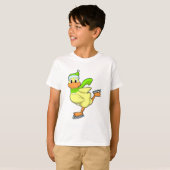 Ente bei Ice-Skaten mit Eis-Skaten T-Shirt (Vorne ganz)
