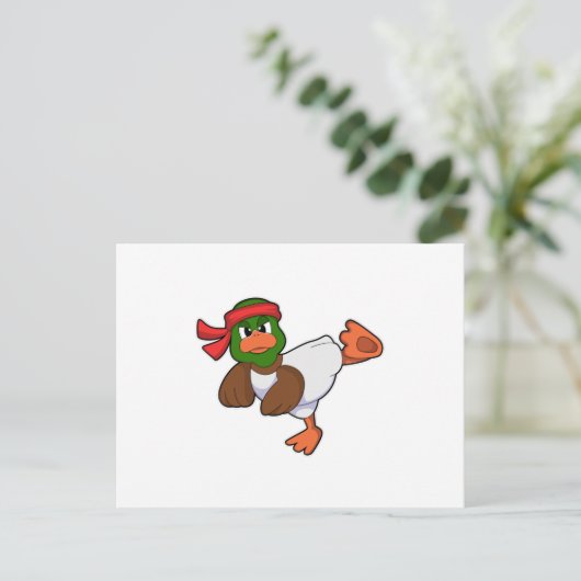Ente bei Martial Arts Karate Postkarte (Stehend Vorderseite)