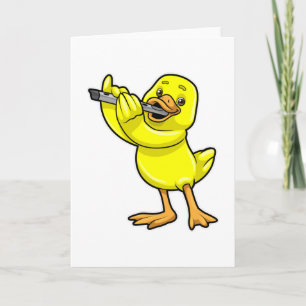 Ente bei Musik mit Flute Karte