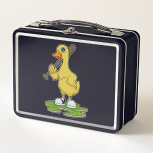 Ente beim Baseball mit Baseballschläger Metall Brotdose