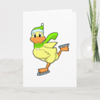 Ente beim Eislaufen mit Schlittschuhen