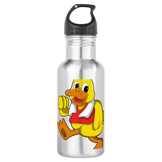 Ente beim Laufen Edelstahlflasche (Vorderseite)