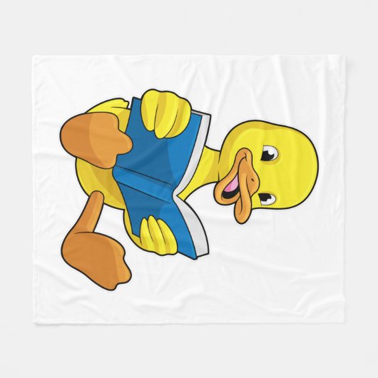 Ente beim Lesen mit Buch Fleecedecke (Vorderseite (Horizontal))