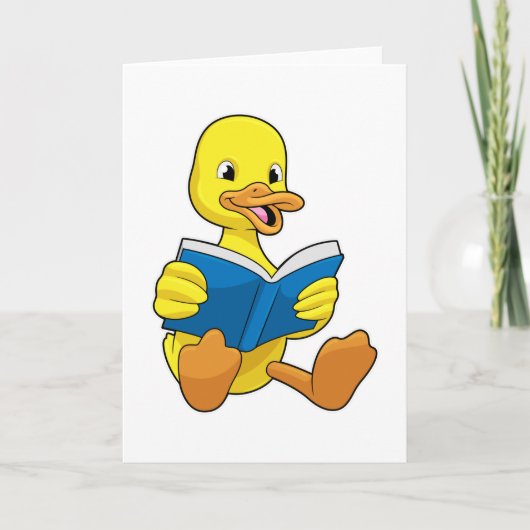 Ente beim Lesen mit Buch Karte (Vorderseite)