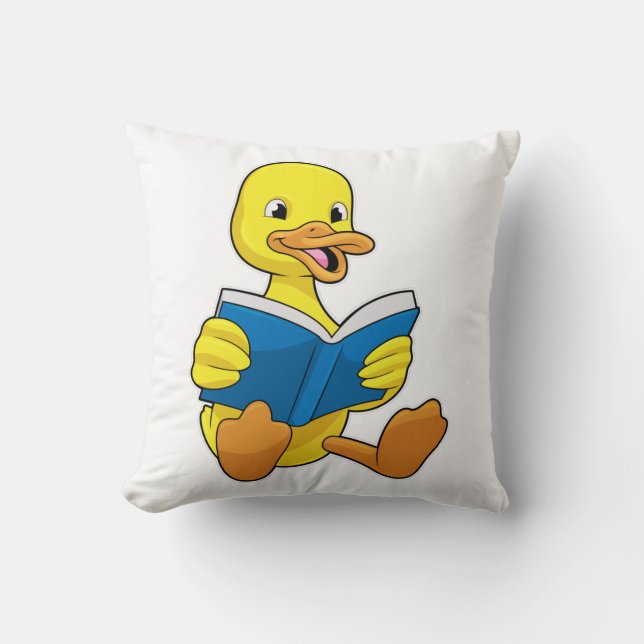Ente beim Lesen mit Buch Kissen (Vorderseite)