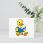 Ente beim Lesen mit Buch Postkarte (Stehend Vorderseite)