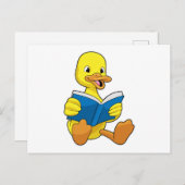 Ente beim Lesen mit Buch Postkarte (Vorne/Hinten)