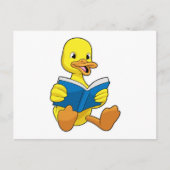 Ente beim Lesen mit Buch Postkarte (Vorderseite)