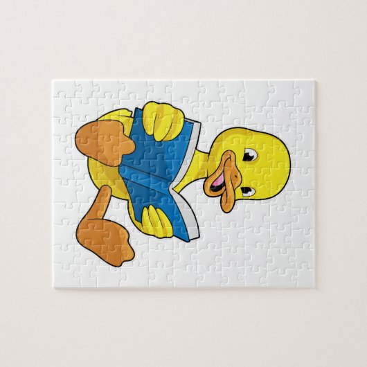 Ente beim Lesen mit Buch Puzzle (Horizontal)