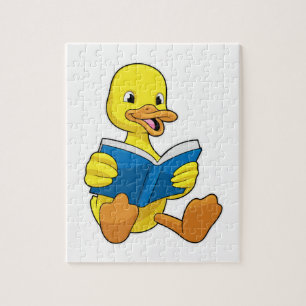 Ente beim Lesen mit Buch Puzzle