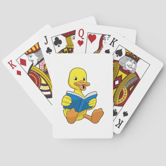 Ente beim Lesen mit Buch Spielkarten (Rückseite)
