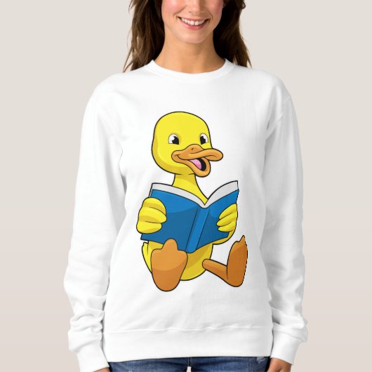 Ente beim Lesen mit Buch Sweatshirt (Vorderseite)