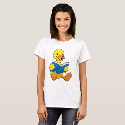 Ente beim Lesen mit Buch T-Shirt (Vorne ganz)