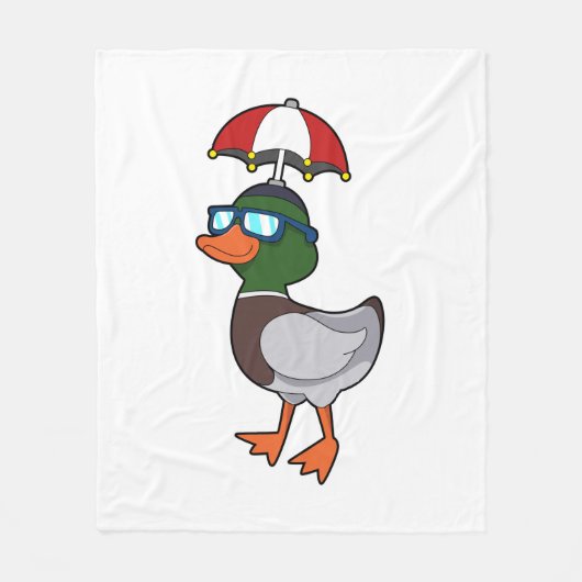 Ente beim Regen mit Umbrella.PNG Fleecedecke (Vorderseite)