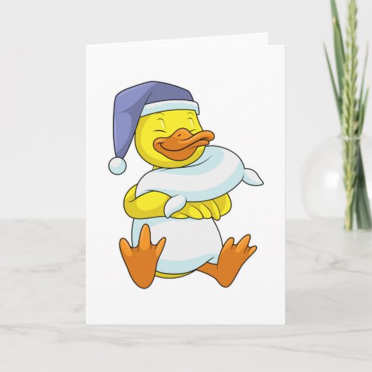 Ente beim Schlafen mit Nachtkappe Karte (Vorderseite)