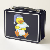 Ente beim Schlafen mit Nachtkappe Metall Brotdose (Rückseite)
