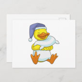 Ente beim Schlafen mit Nachtkappe Postkarte (Vorne/Hinten)