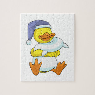 Ente beim Schlafen mit Nachtkappe Puzzle