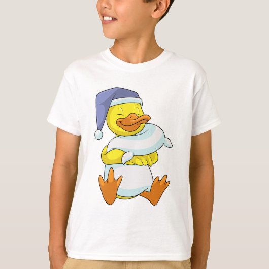 Ente beim Schlafen mit Nachtkappe T-Shirt (Vorderseite)