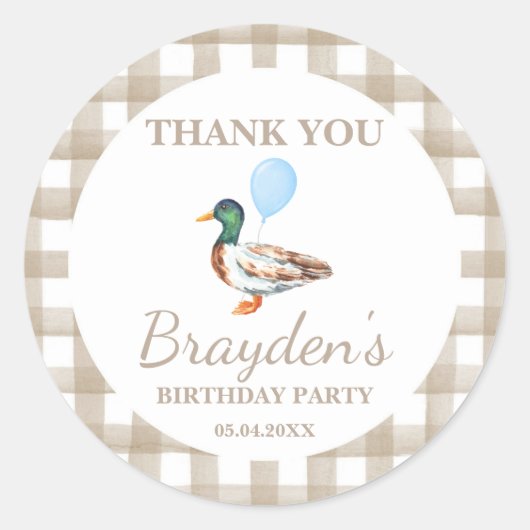 Ente Birthday Round Sticker (Vorderseite)