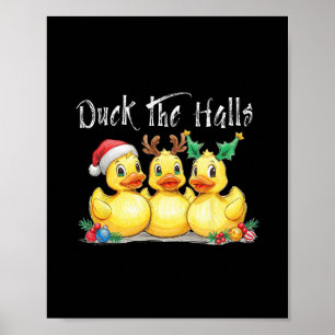 Ente Die Hallen Santa Hut Rentier Ohren Stechpalme Poster