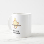 Ente, die zwei Tassen Kaffee hält (Vorderseite Links)