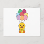 Ente fliegt mit farbenfrohen Balloons auf Postkarte (Vorderseite)
