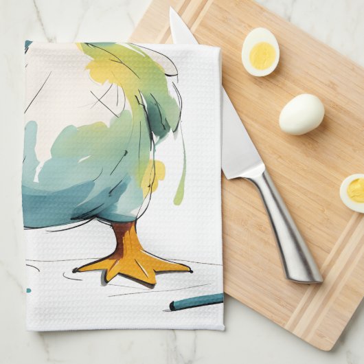 Ente Geschirrtuch (Viertel Falte)