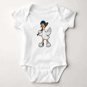 Ente im Baseball mit Baseballschläger und Helm Baby Strampler