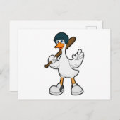 Ente im Baseball mit Baseballschläger und Helm Postkarte (Vorne/Hinten)