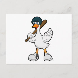 Ente im Baseball mit Baseballschläger und Helm Postkarte