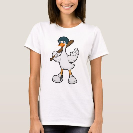 Ente im Baseball mit Baseballschläger und Helm T-Shirt (Vorderseite)