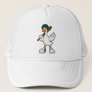 Ente im Baseball mit Baseballschläger und Helm Truckerkappe