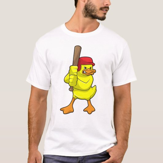 Ente im Baseball mit Baseballschläger und -kappe T-Shirt (Vorderseite)