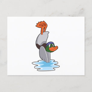 Ente im Handstand im Wasser.PNG Postkarte