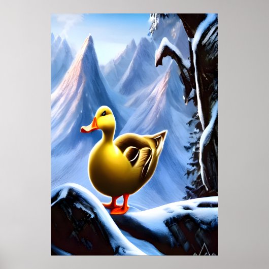 Ente im schneebedeckten Berg | AI Art Poster (Vorne)