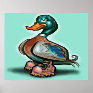 Ente in Arbeitsstiefeln Poster