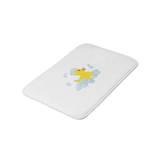 Ente in den blauen Blasen Badematte (Schrägansicht)