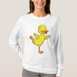 Ente in der Yoga-Fitness auf einem Leg T-Shirt
